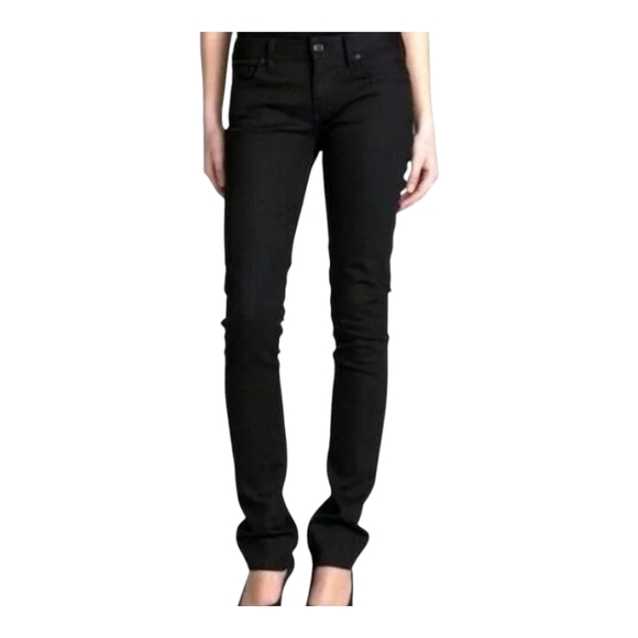 Tory Burch Super Skinny Jeans Black Stretch Denim Logo Pocket Size 27 - Picture 1 of 13
